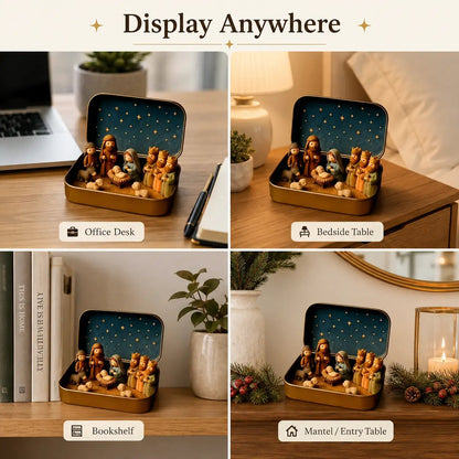 Mini Nativity Scene Keepsake Tin — Pocket-Sized Christmas Holy Family Set