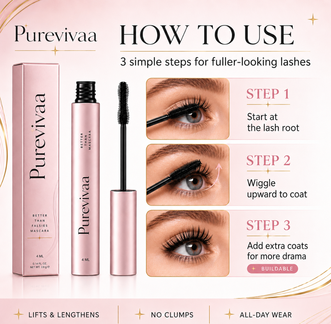 Purevivaa™ Lash Growth Mascara – Clump-Free Volume, Longer-Looking Lift & Lash Conditioning Care